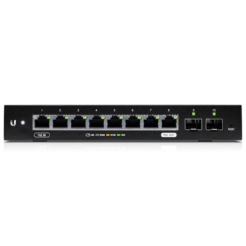 Ubiquiti Edgeswitch 10X - 8-Port Gigabit Switch, 2 SFP Ports- 24v Passive PoE In and Out (Limited) - 20Gbps Switching Capacity