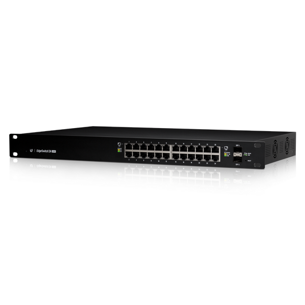 Ubiquiti EdgeSwitch 24 - 24-Port Managed PoE+ Gigabit Switch, 2 SFP, 250W Total Power Output - Supports PoE+ and 24v Passive