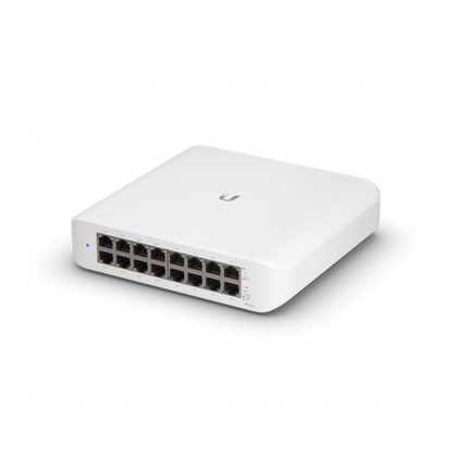 Ubiquiti UniFi Switch Lite 16 PoE, Layer 2, 16x GbE RJ45 Ports, 8x 802.3at PoE+ Ports, 45W PoE Budget, Fanless Unit, Wallmount Kit Included